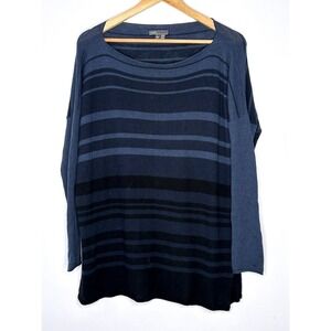 Vince Mens XS Striped‎ Merino Wool Blend Sweater Navy Blue Long Sleeve